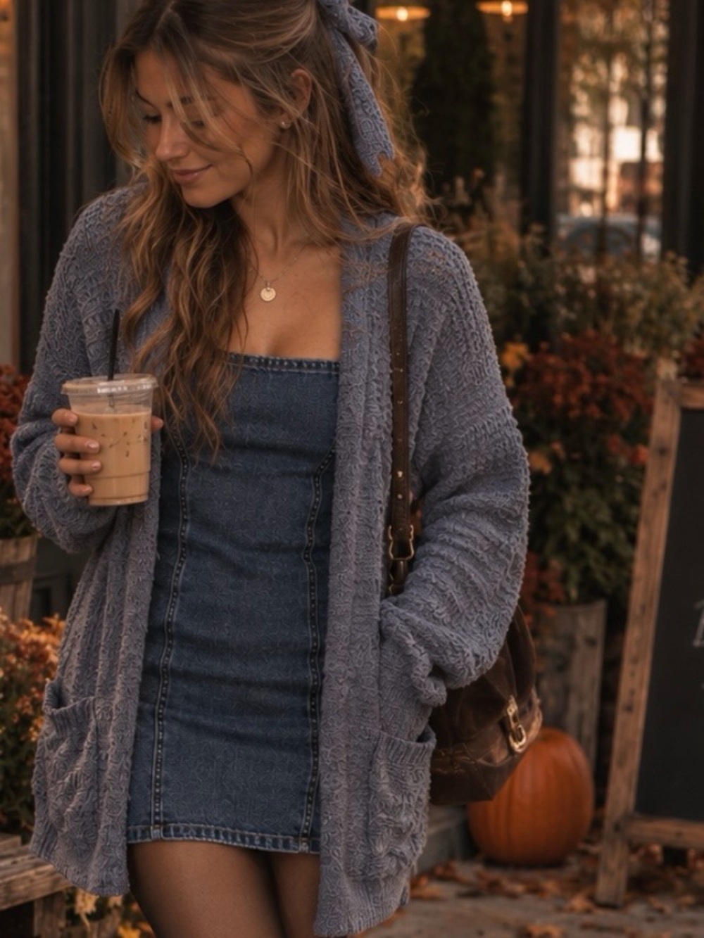 Abercrombie & Fitch Heather Gray Chunky Open-Front Cardigan